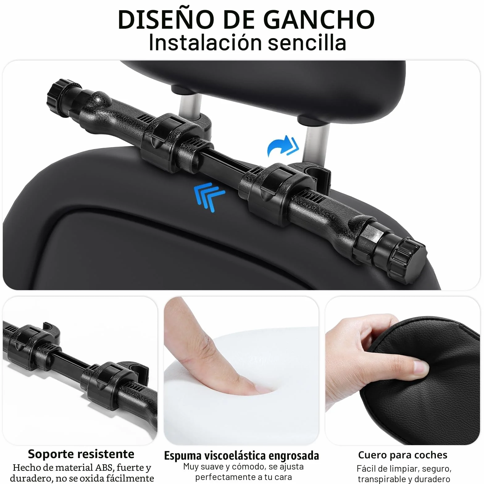 KAEFUYS Reposacabezas Coche Ajustable de 360 ​​​​°para Niños y Adultos Reposacabezas para Automóvil Fácil de Instalary Desmontable Material Suave y Transpirable para una Experiencia de Viaje Cómoda