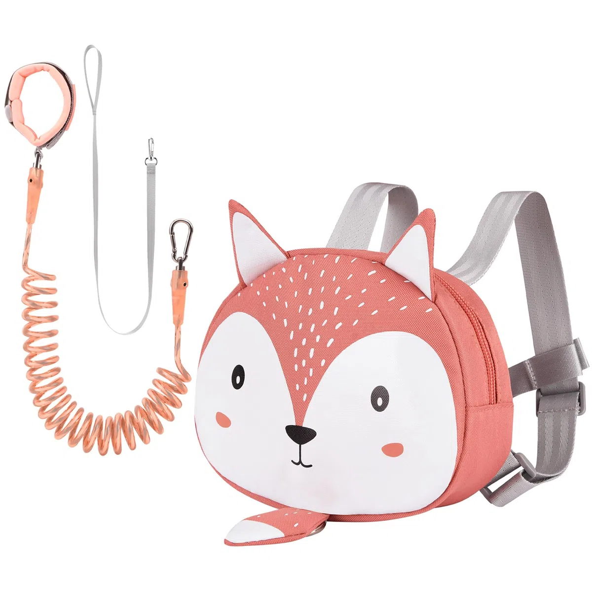 Bebamour Animal Mochila para niños pequeños con riendas de seguridad Mini bolsa con correa de seguridad para niños Mochila portátil Mochila con arnés de seguridad para niños y niñas,Orange Squirrel
