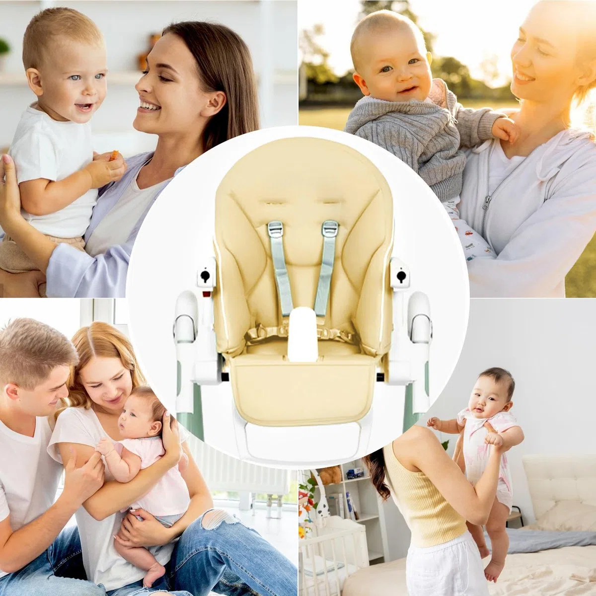 Funda Trona, Fundas de Repuesto para Tronas de Bebé, Silla de Comedor para Bebé Funda de Cuero PU con Acolchado, Tronas de Bebe para Peg Perego, Siesta Zero3, Baoneo, Kosmic Jané