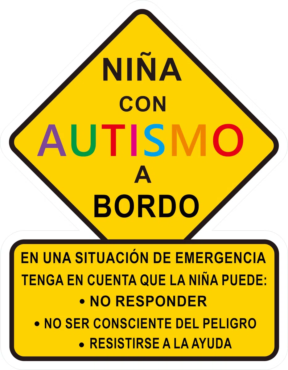 STICKY DUDE Niña con Autismo a Bordo, Calcomania Autismo para Carro, Español México Autismo Calcomanía para auto, Camión Calcomanía Calcomanía. Respuestas de alerta, 5 pulgadas