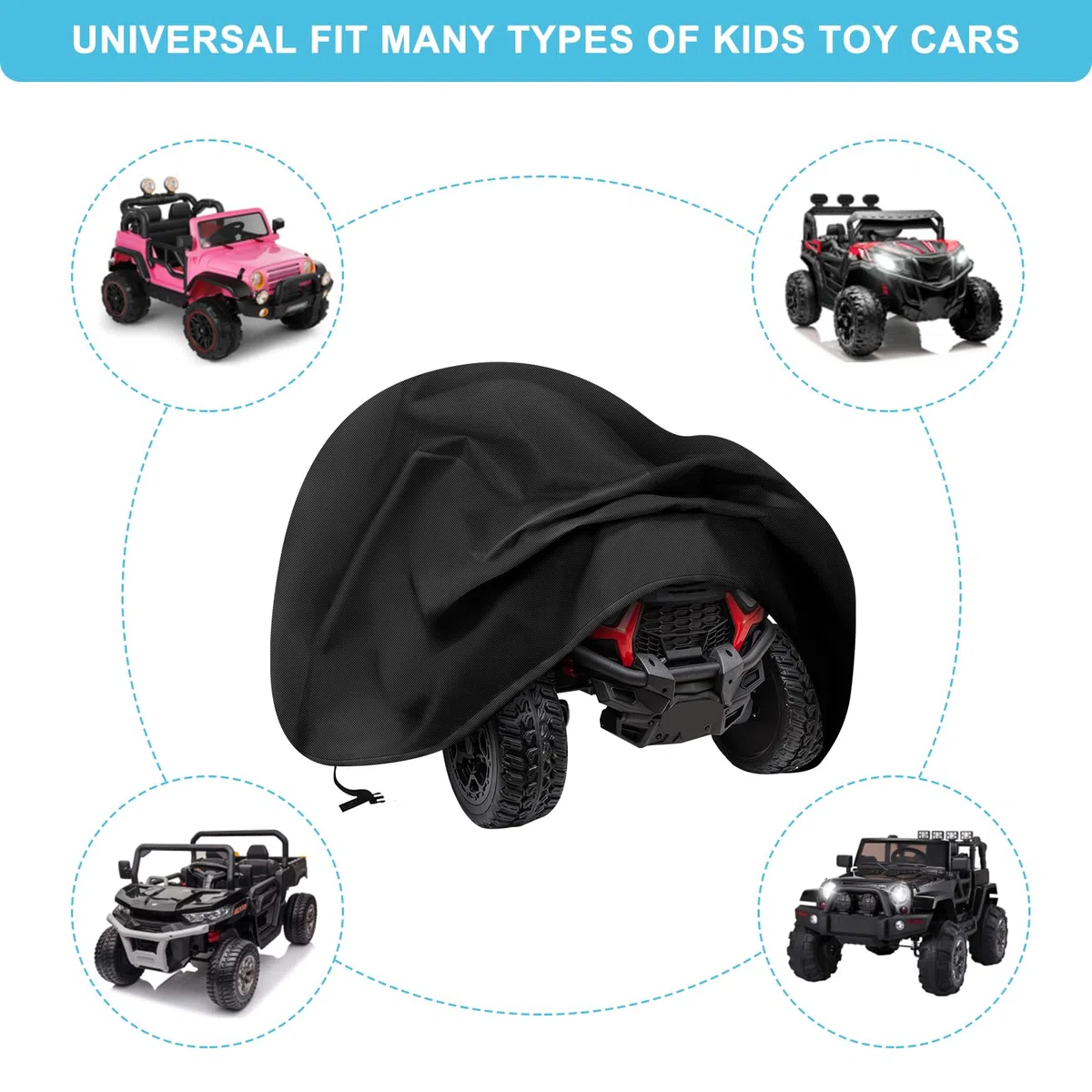 Cubierta Grande para Auto de Juguete para niños, 420D, Resistente al Agua, para Ruedas eléctricas, Cubierta Protectora al Aire Libre para Todo Tipo de Clima, Ajuste Universal