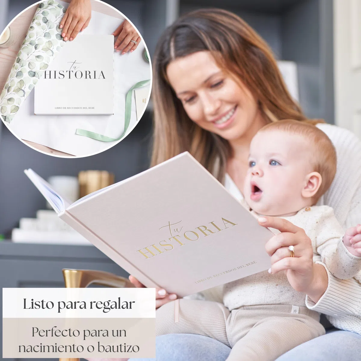 Libro Bebe - Libro de Recuerdos para Bebé - Diario y Álbum de Fotos para Bebés, 136 Páginas, Desde el Nacimiento hasta los 5 Años - Libro Nuestros Recuerdos (Crema)