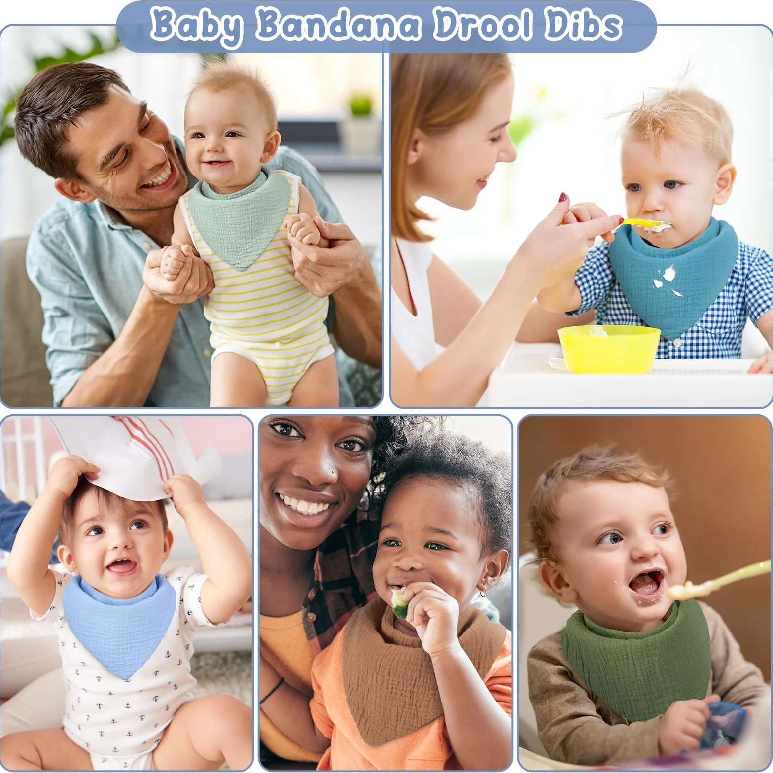 Yoofoss 10 Piezas Baberos de Bebé 100% Algodón Bebe Bandanas Suave Drool Babero Bufanda Toalla de triangulares para Recien Nacido Bebés Niños Niñas