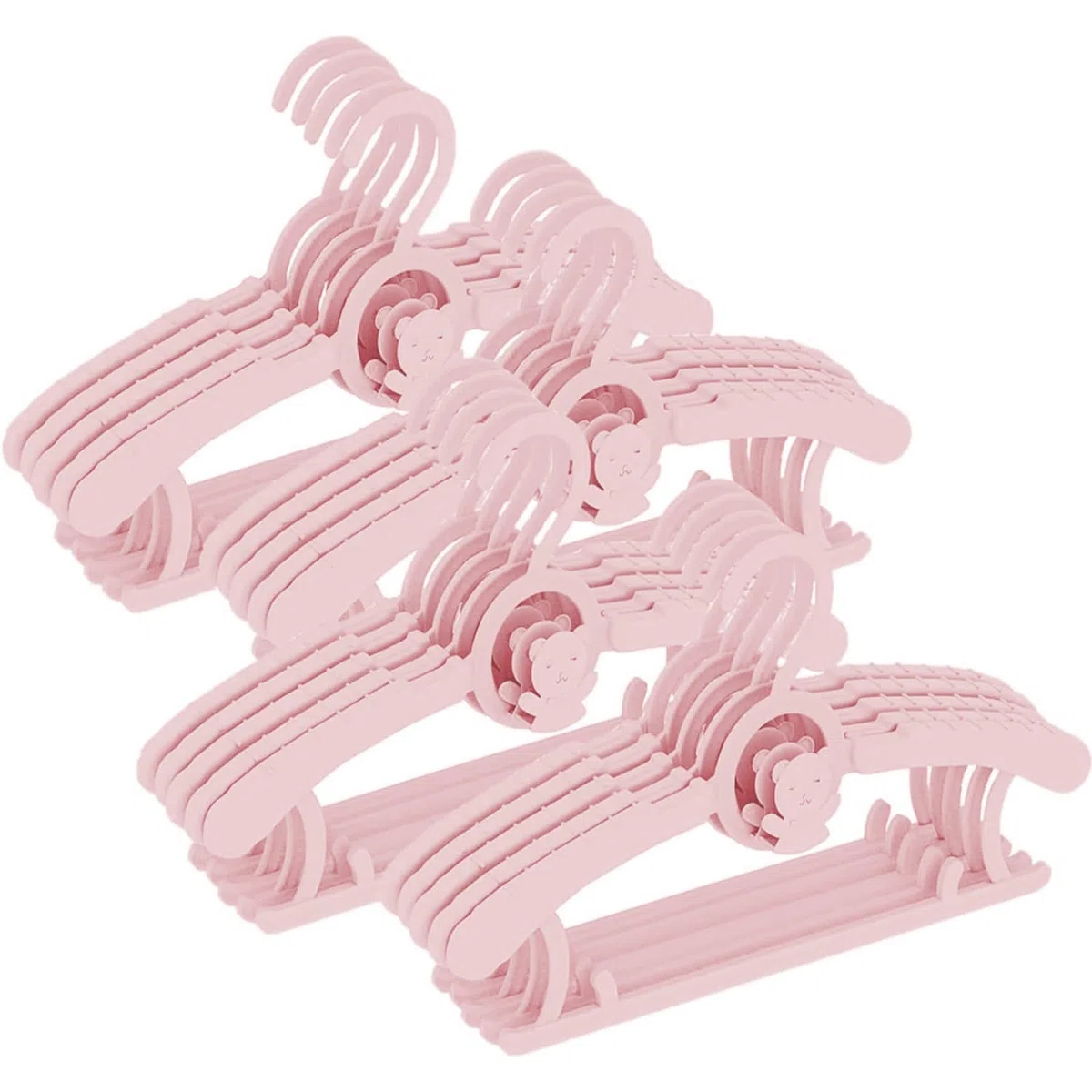 HGYZE Perchas para niños, 20 Perchas Infantiles Apilables con Ganchos de Osito, Perchero Bebé Antideslizantes, Perchas para Ropa de niños pequeña, Ahorro de Espacio Baby Hangers (Rosa)