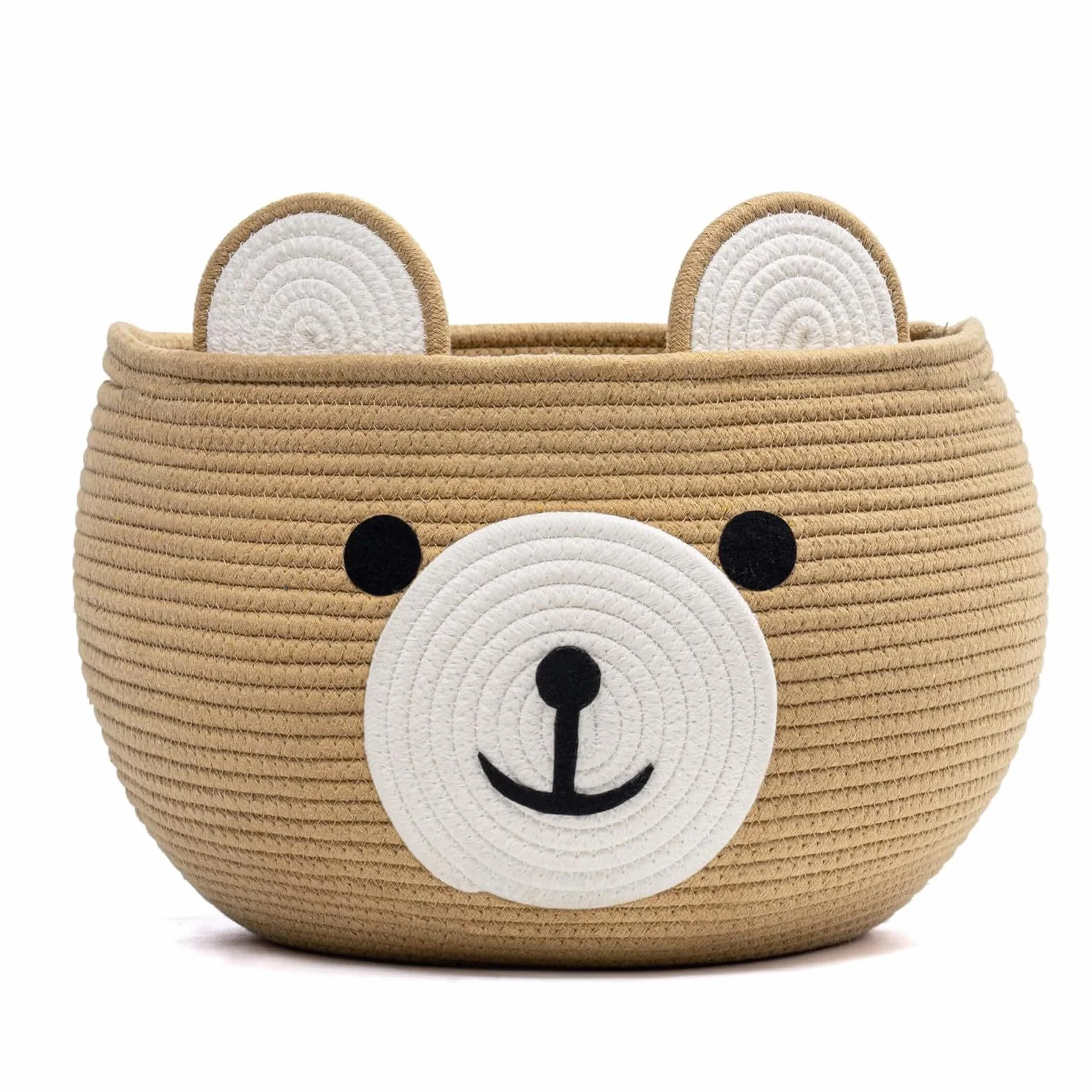 Cesta de almacenaje para niños con forma de oso cuerda de algodón organizador suave habitación infantil