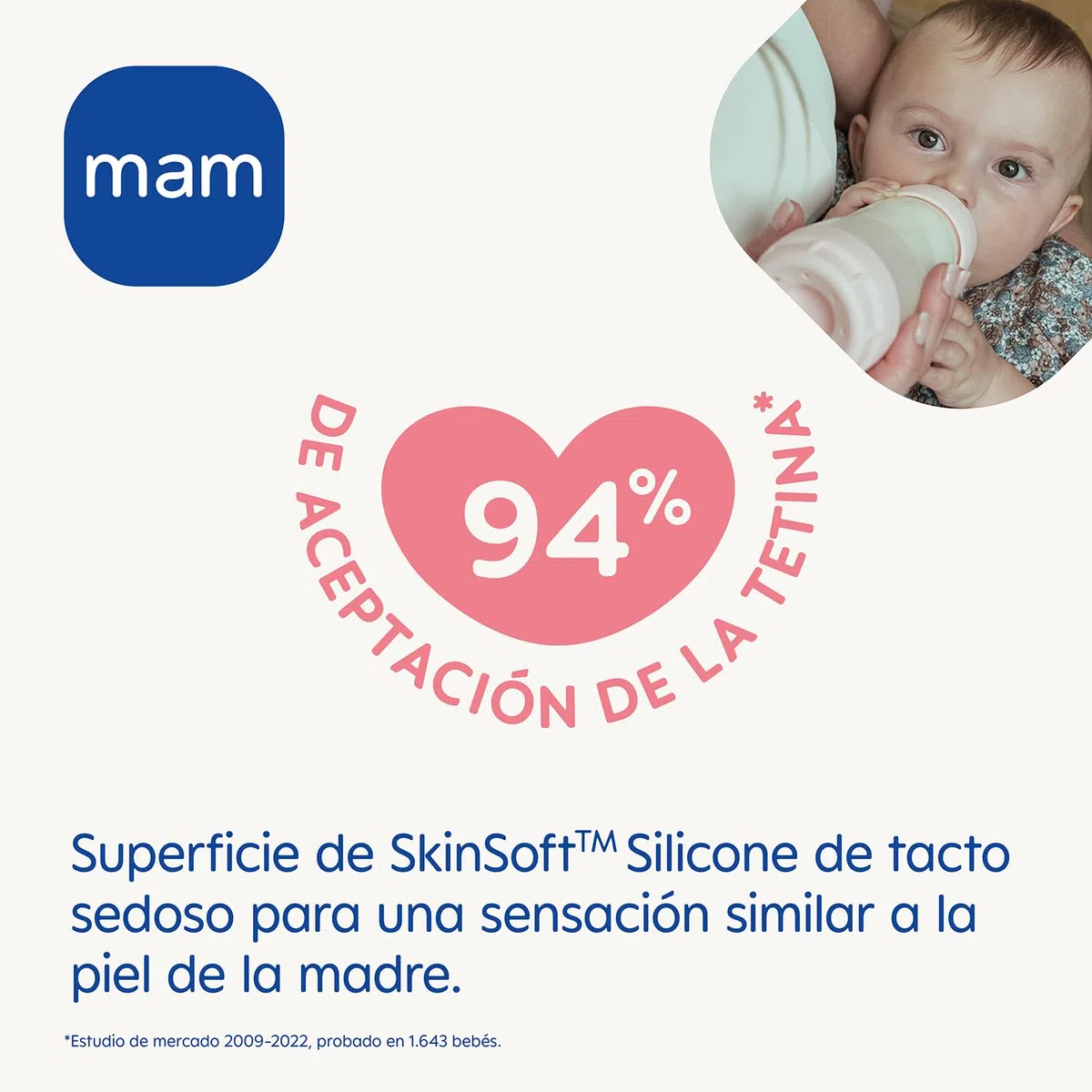 MAM Pack 2 Biberones Anticólicos, 2-4 Meses, 260ml, con con Tetina 2 Flujo Medio de Silicona de Fácil Aceptación, Autoesterilizable y Fácil de Limpiar, MAM Easy Start Anti-Colic, Neutro Mate, 2uds