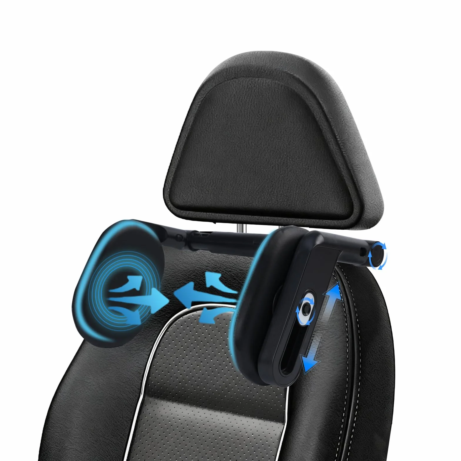 Reposacabezas Coche,Reposacabezas Lateral Del Coche, 360 Grados Ajustable Cuero Transpirable Apoya Cabeza Coche, para Reposacabezas Asiento Coche, Niños Adultos Soporte para La Cabeza,Mejora