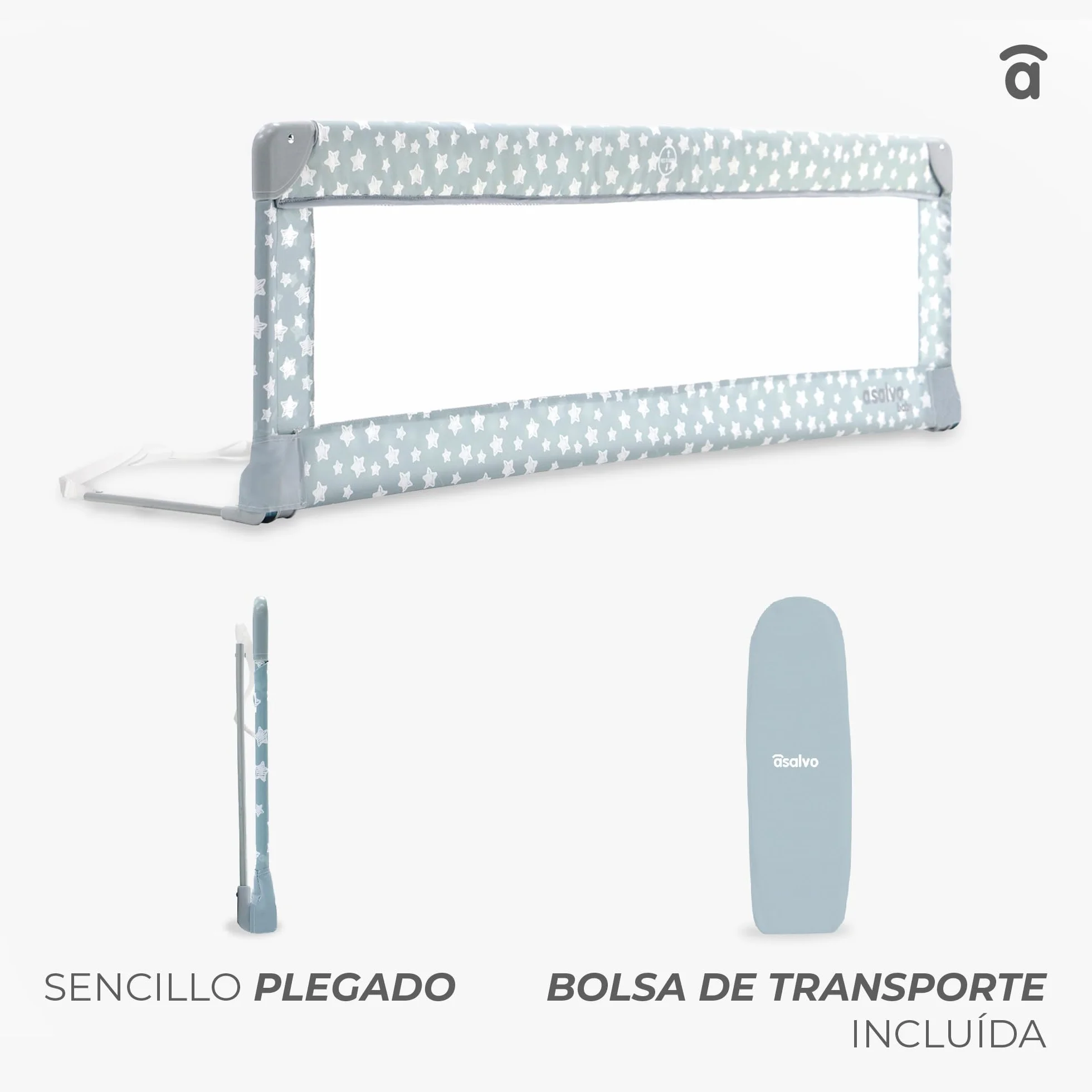 Asalvo Barrera de cama abatible 150 cm blanca
