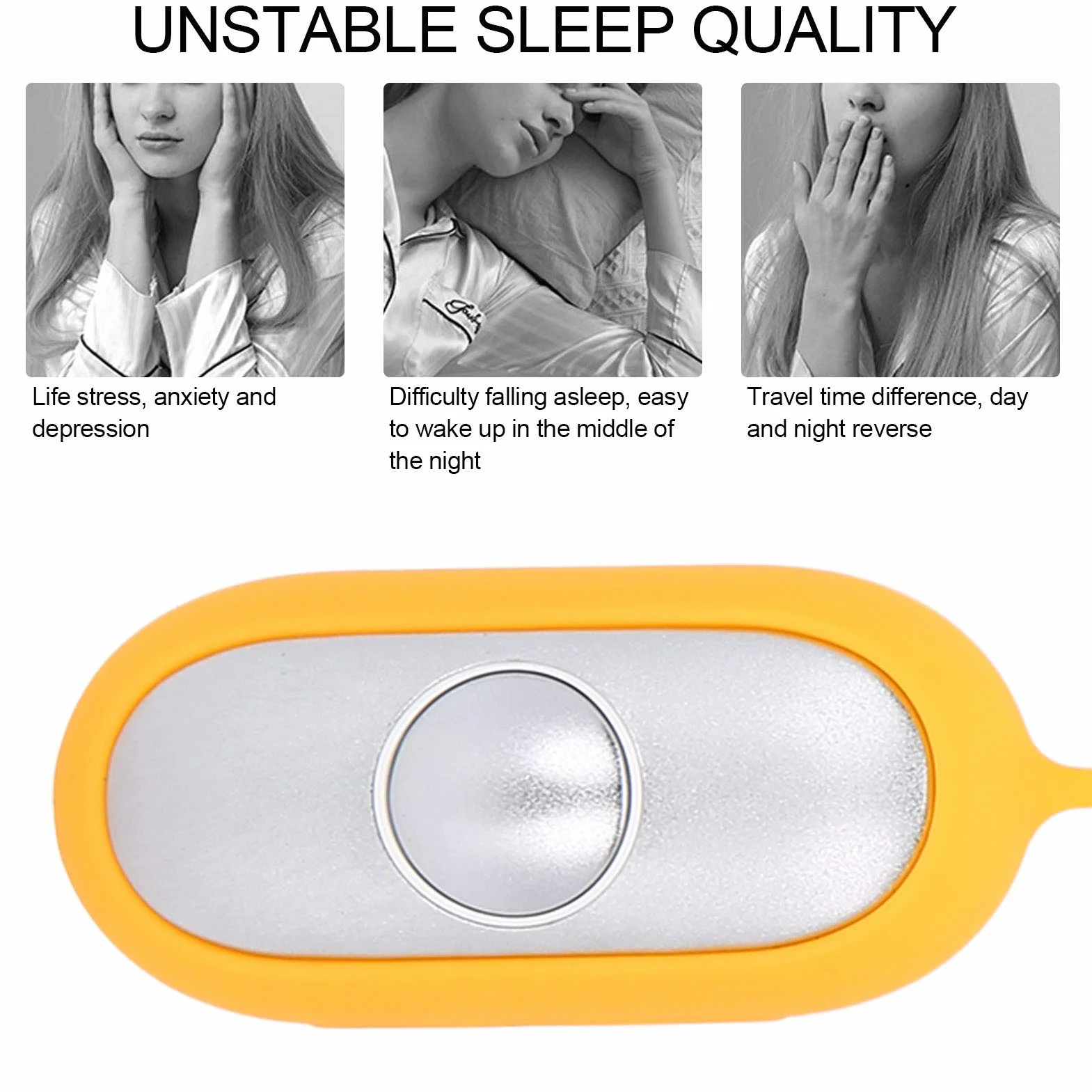 Sleep Aid Device, Dispositivo Ayuda para Dormir Adultos, Calmante de Ansiedad de Mano, Portátil, Carga USB, Alivio Estrés Sueño (Amarillo)