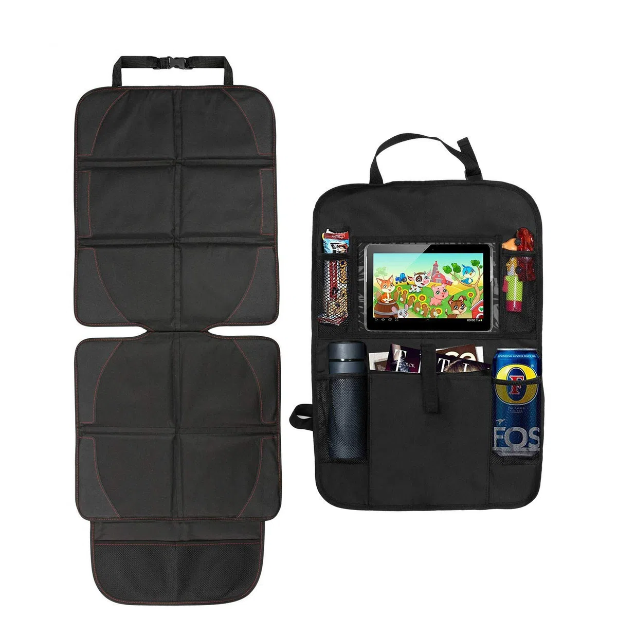 Set de Protector de Asiento de Coche y Organizador de Asiento Cozywind Funda Protección para Asientos de Coche Silla Bebe con Soporte Tablet-Bolsillo,Antideslizante,Universal para Silla ISOFIX