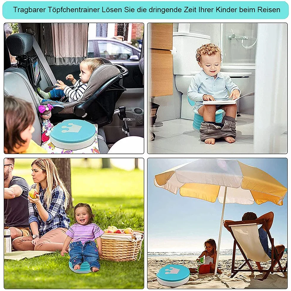 Inodoro plegable para bebés y niños, para viaje, asiento de inodoro portátil, para interiores o exteriores, con bolsa de viaje, rosa