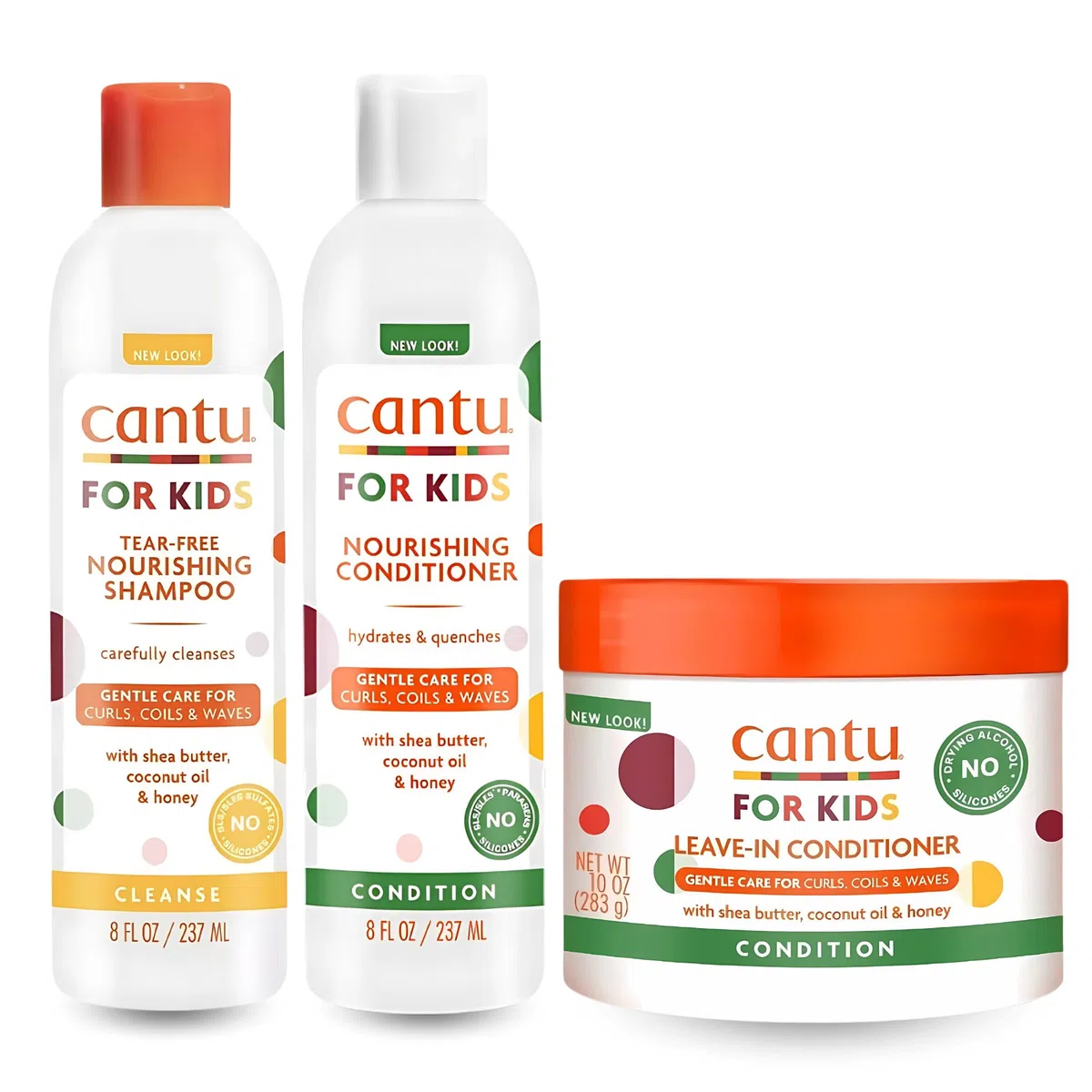 Cantu Cuidado para los Niños Suave Cuidar Texturizado Champú para Cabello+Acondicionador+Acondicionador sin Aclarado Juego de 3