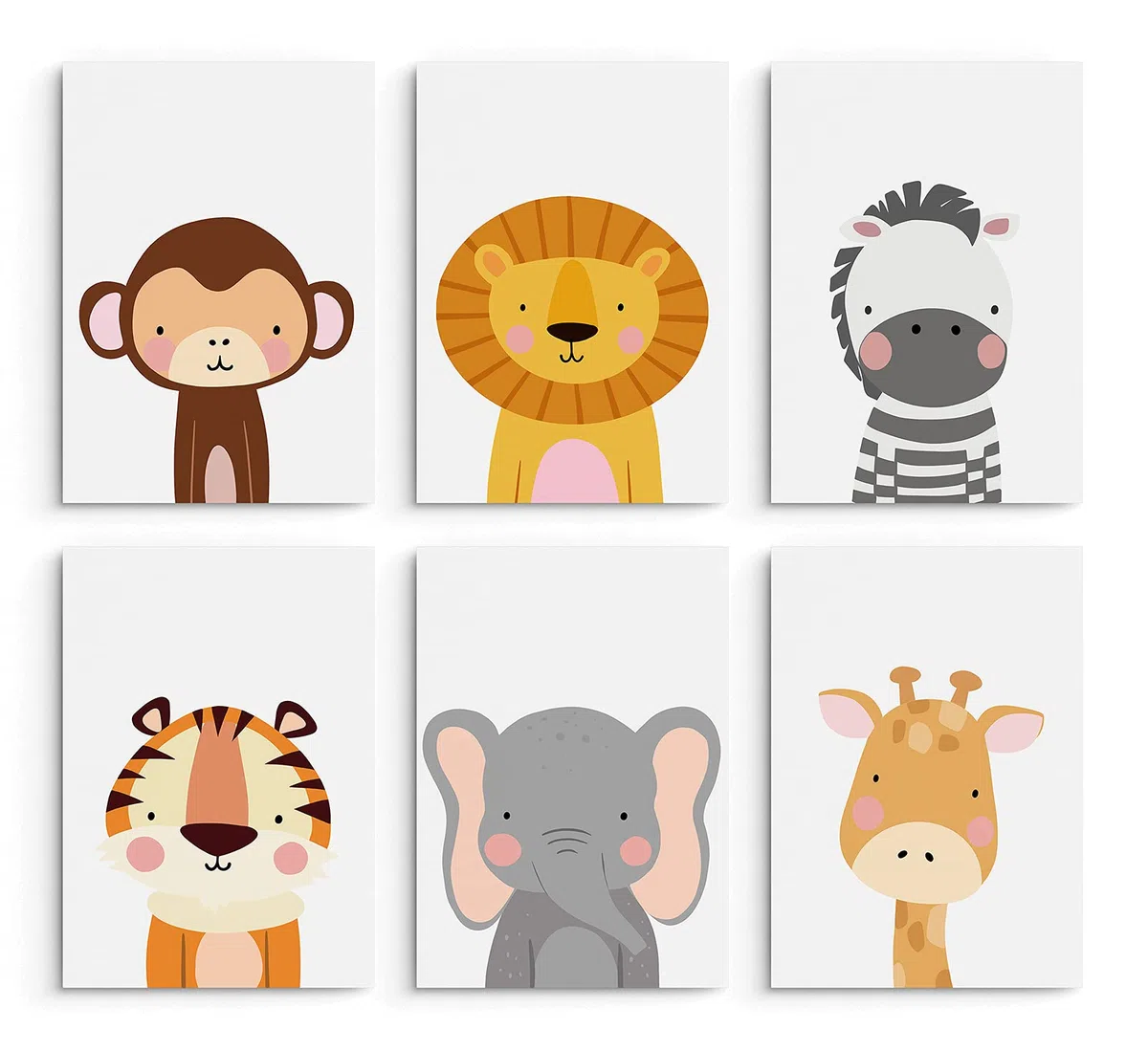 Hambient Laminas Decorativas Infantiles para Cuadros Habitacion Bebe, Niño, Niña - Decoracion Pared Dormitorio Juvenil - 6 Posters 30x40 cm SIN Marco (Animales Safari Africa)
