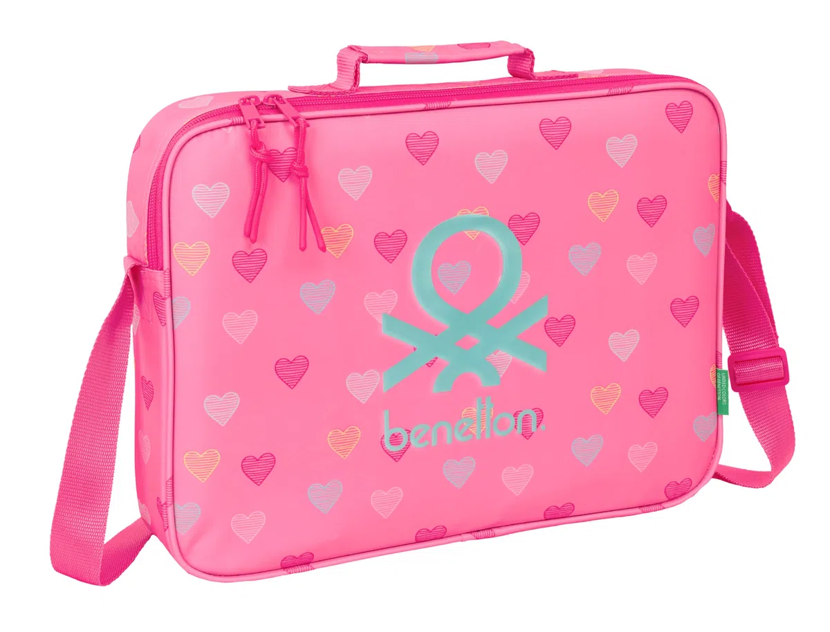 BENETTON HEART - Cartera Extraescolares, Maletín Portatodo, Bandolera, Cómoda y Versátil, Calidad y Resistencia, 38x6x28 cm