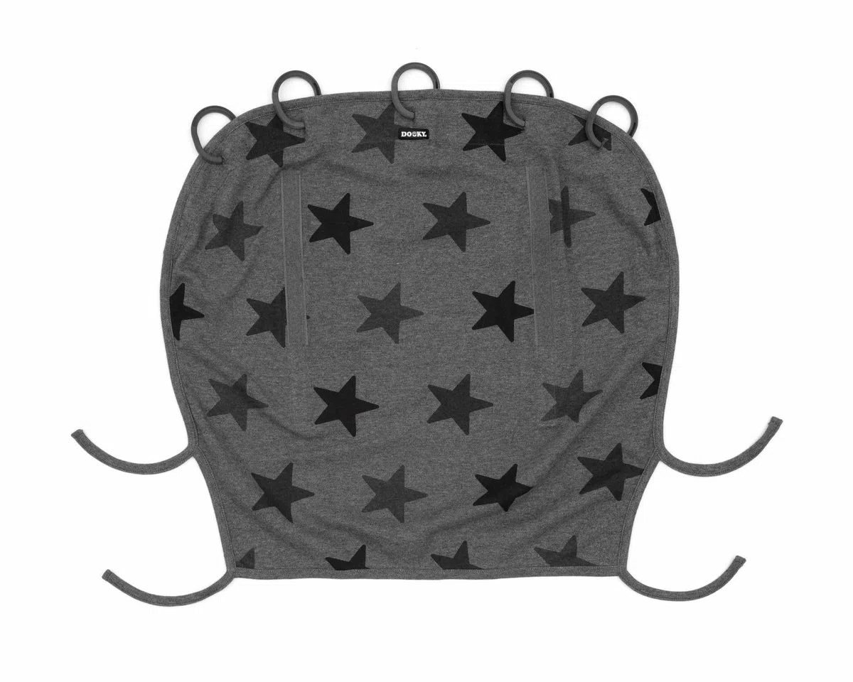 Dooky Universal Cover Grey Stars Protección Solar, Protección Climática Para El Asiento Del Bebé en el Coche y La Silla de Paseo (Protección Uv Spf 40+, Tüv Probado, Ajuste Universal), Gris