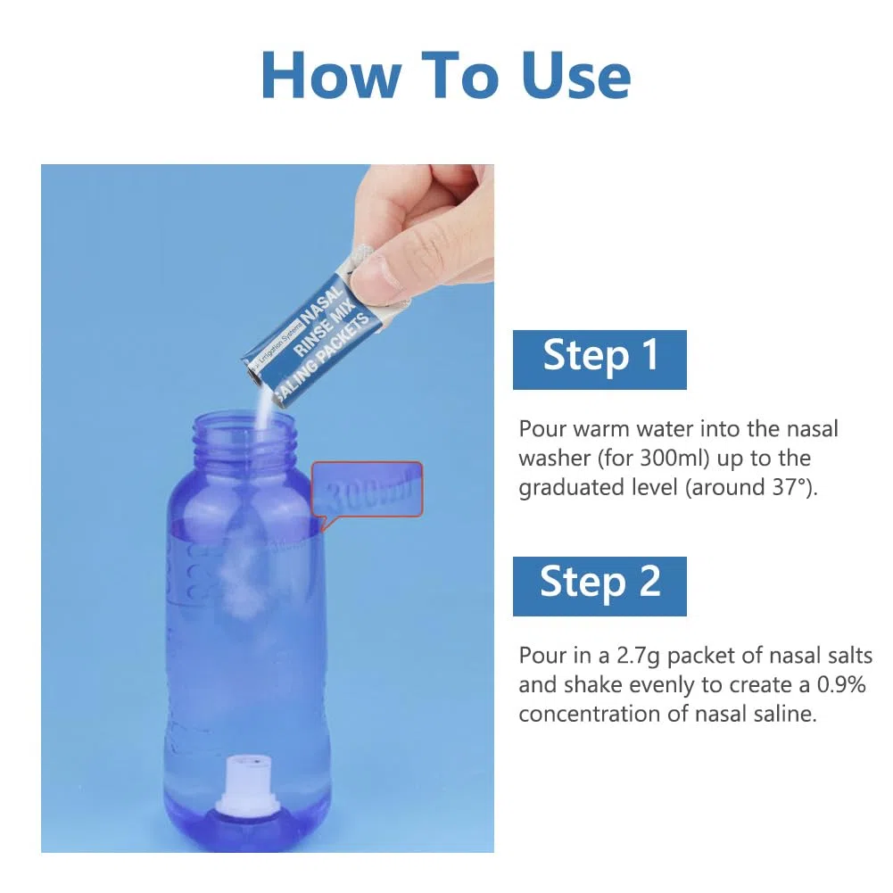 Sal Nasal,240 PCS Suero Fisiologico para Alivio Congestión Nasal y Limpieza Nasal, Limpiador Nasal Niños y Adulto para Enjuague Nasal, Lavado Nariz, Alivio Conductos Nasal