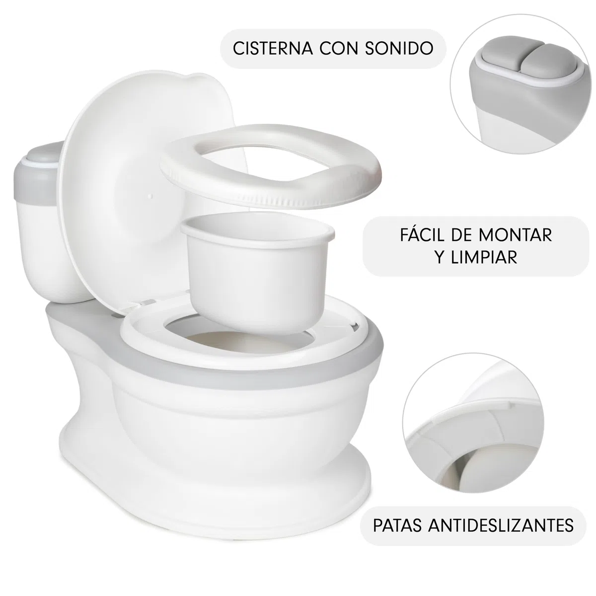 Toral Orinal Bebe 2 años Musical Acolchado. Inodoro portatil handy potty. Ayuda al aprendizaje de bebés y niños. Perfecto como orinal o baño. Con sonido incluido. +18m Modelo Poopy