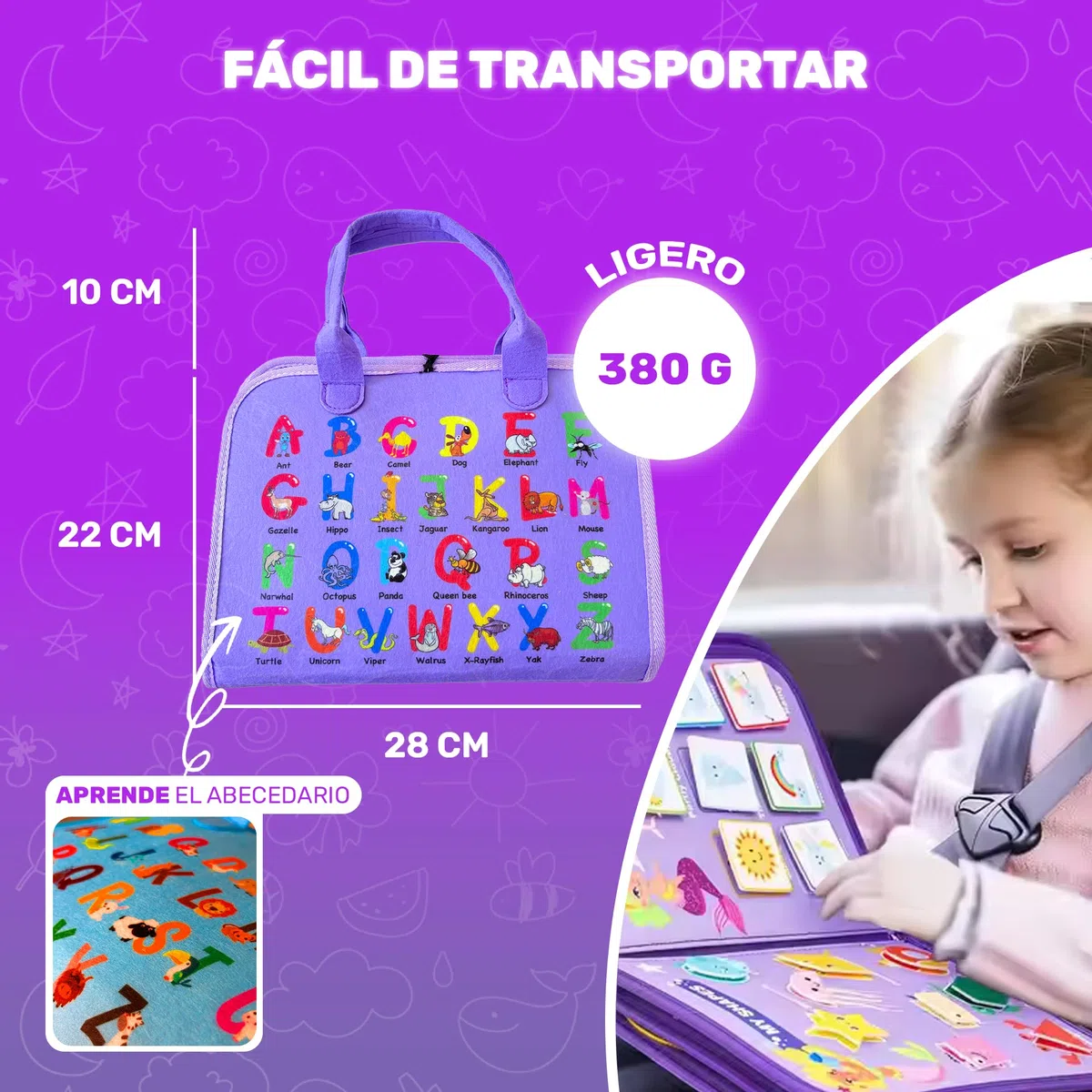 Busy Board Montessori Sirenas 20 en 1 – Libro Sensorial Bebé 1 Año – Juguete Educativo sin Pantallas para Viaje – Motricidad Fina y Autonomía Infantil – Regalo Niñas 1-6 Años