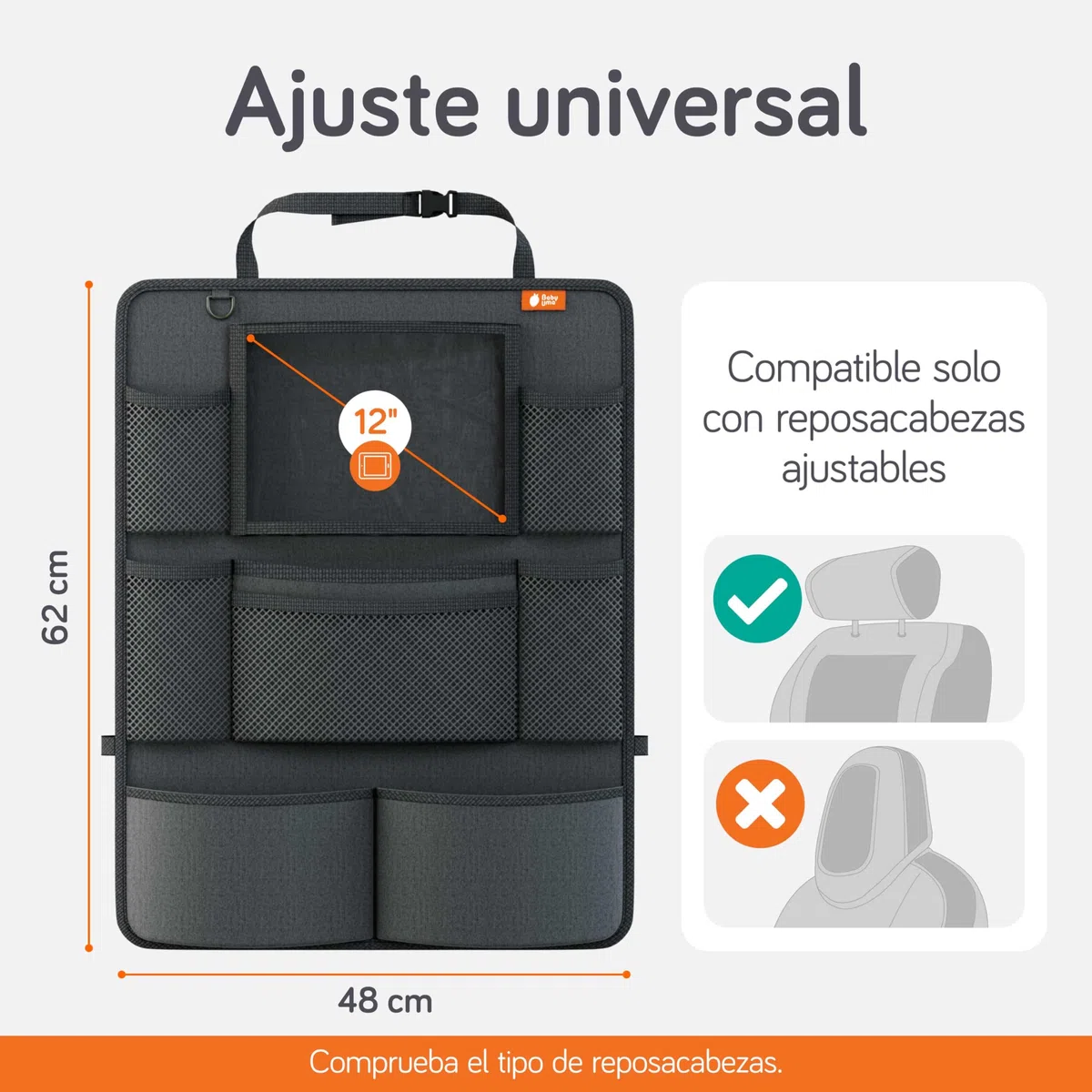 Organizador Asiento Trasero Coche Ninos Pack de 2 | Organizador Coche Asiento con Funda Tablet y Bolsillos | Organizador Asiento Coche Ninos | Protector Respaldo Asiento Coche | Accesorios Coche Ninos