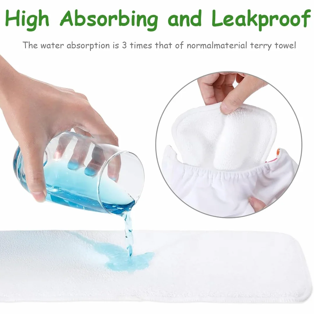3 capas de forro de bambú insertos reutilizables para pañales de tela (5 piezas，36 * 15cm)