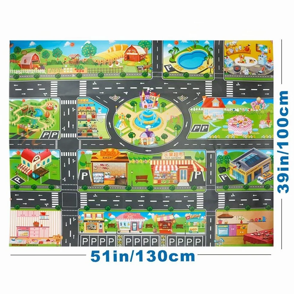 Vantiyaus Alfombra de plástico para juguetes, alfombrilla de salpicaduras, lavable para suelo o mesa, de PVC para niños, ideal para jugar con coches y juguetes.