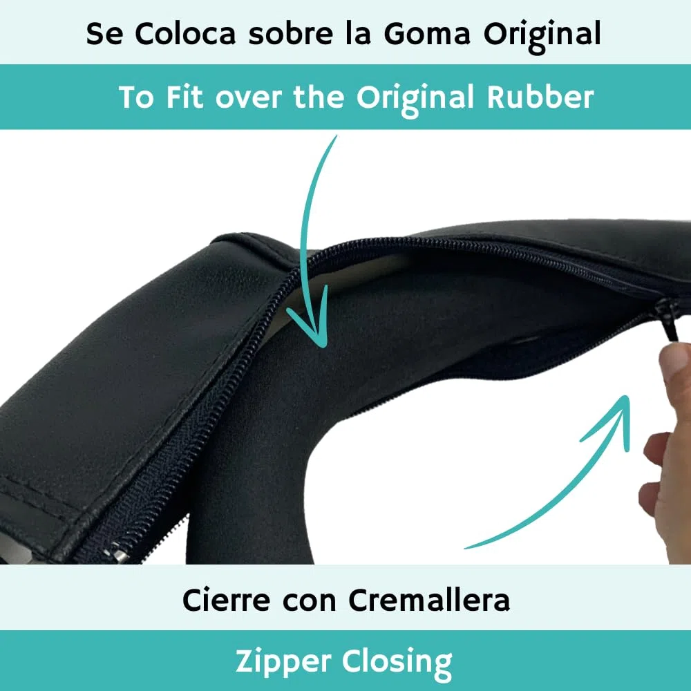 Protec tif - Funda polipiel para asa de transporte compatible con bugaboo cameleon 1 y 2 (se coloca encima de la goma original) Negro