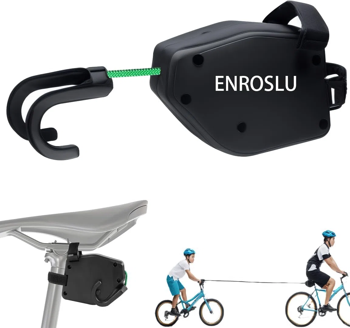 Update - Cuerda de remolque para bicicleta para niños, 2,5 m, retráctil, para padres y niños, sistema de tracción, capacidad de carga de 550 libras, correa elástica para bicicleta de montaña y