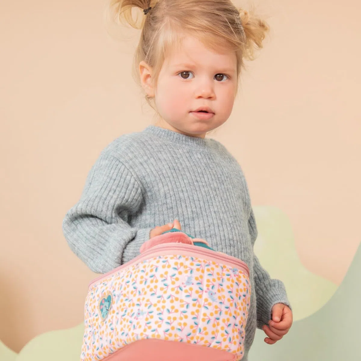 Lilliputiens - Neceser Infantil Jeanne la Gata: Compacto y Divertido, Accesorio de Viaje, Estampado Rosa, 21 cm, a Partir de 2 años, 84493