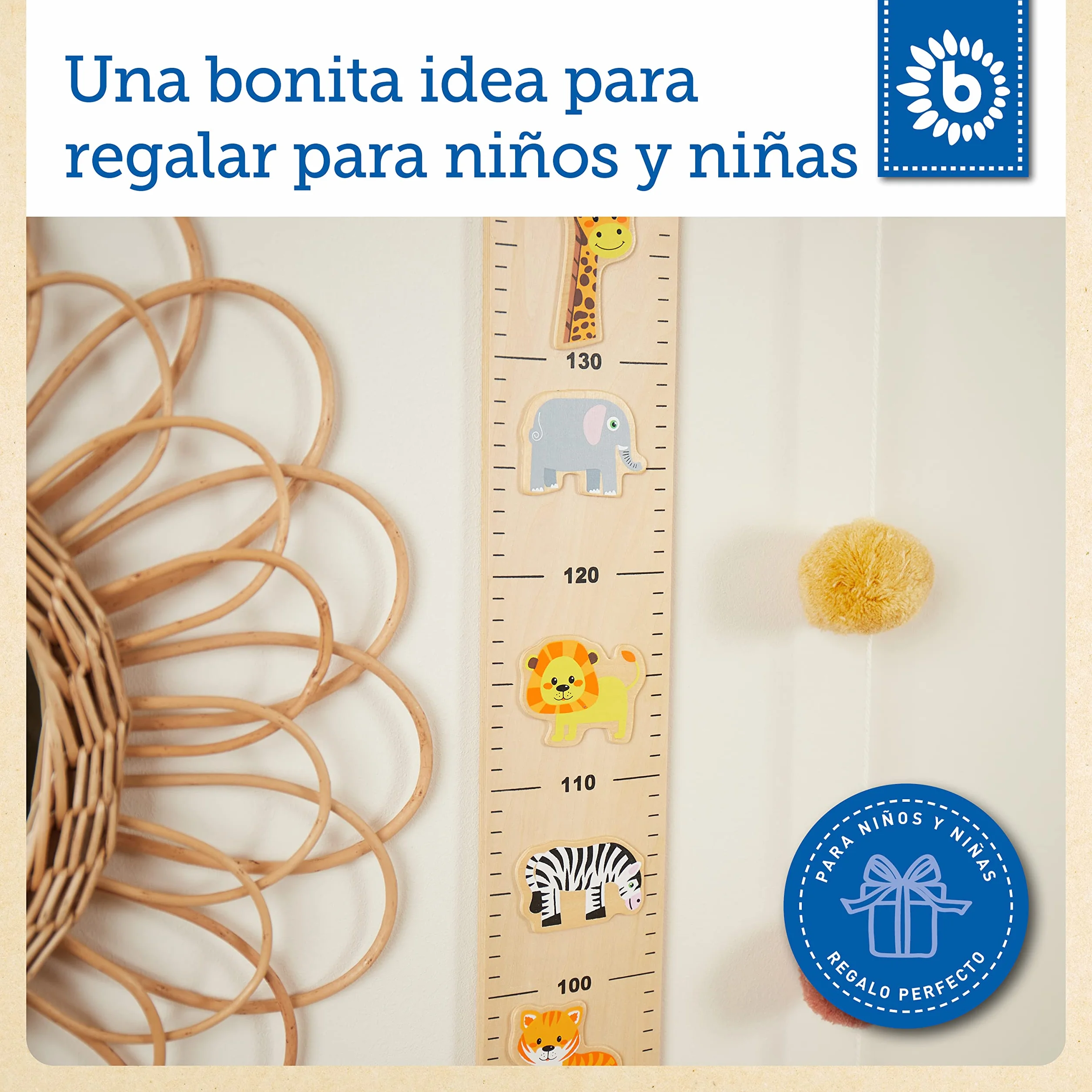 Bieco liston madera medidor altura niños pared vinilo decoracion habitacion infantil