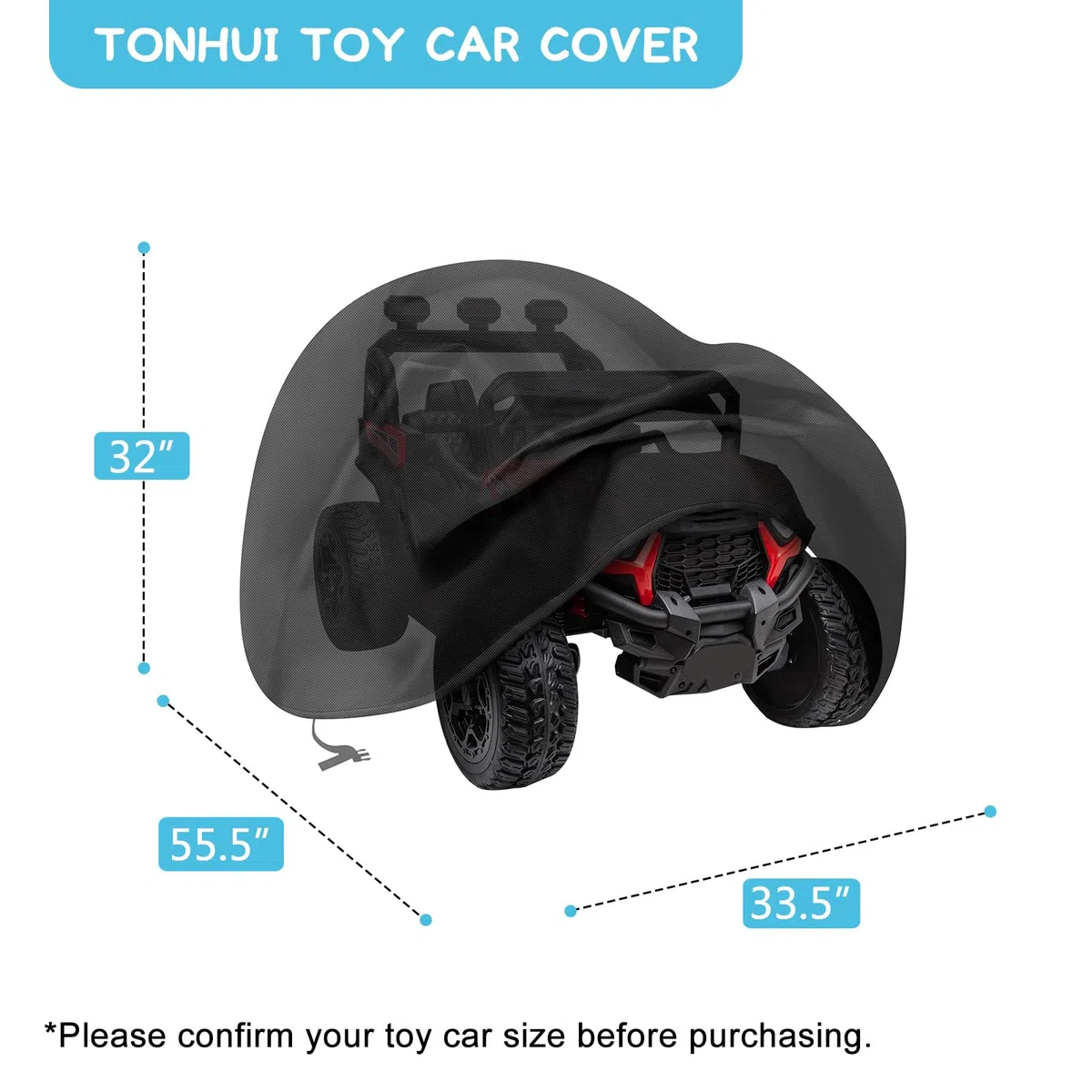Cubierta Grande para Auto de Juguete para niños, 420D, Resistente al Agua, para Ruedas eléctricas, Cubierta Protectora al Aire Libre para Todo Tipo de Clima, Ajuste Universal