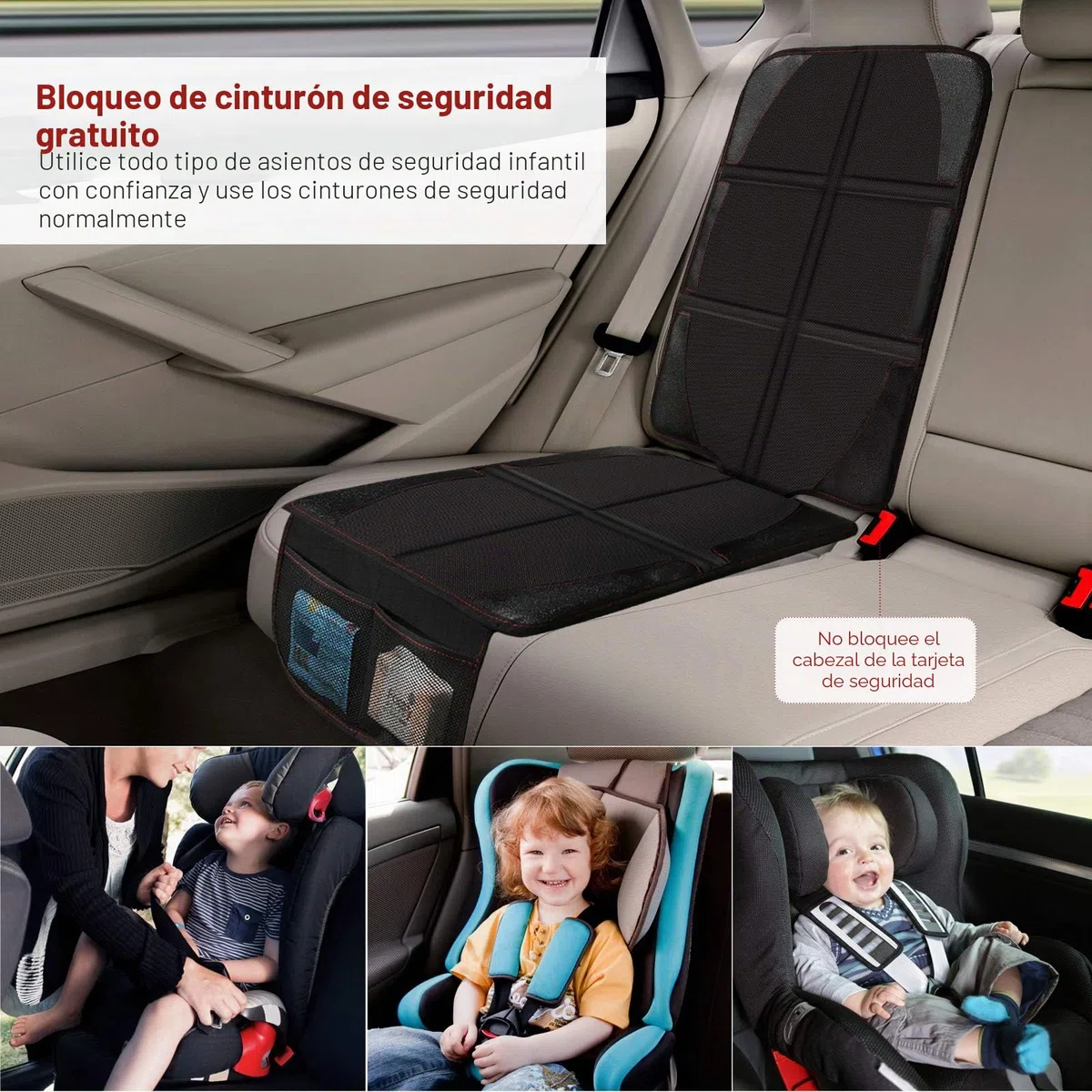Beicarin Alfombrilla Protectora para Asiento de automóvil, Paquete de 2 Protectores de Asiento para bebé Asiento de automóvil, Respaldo Antideslizante Impermeable, Compatible Isofix
