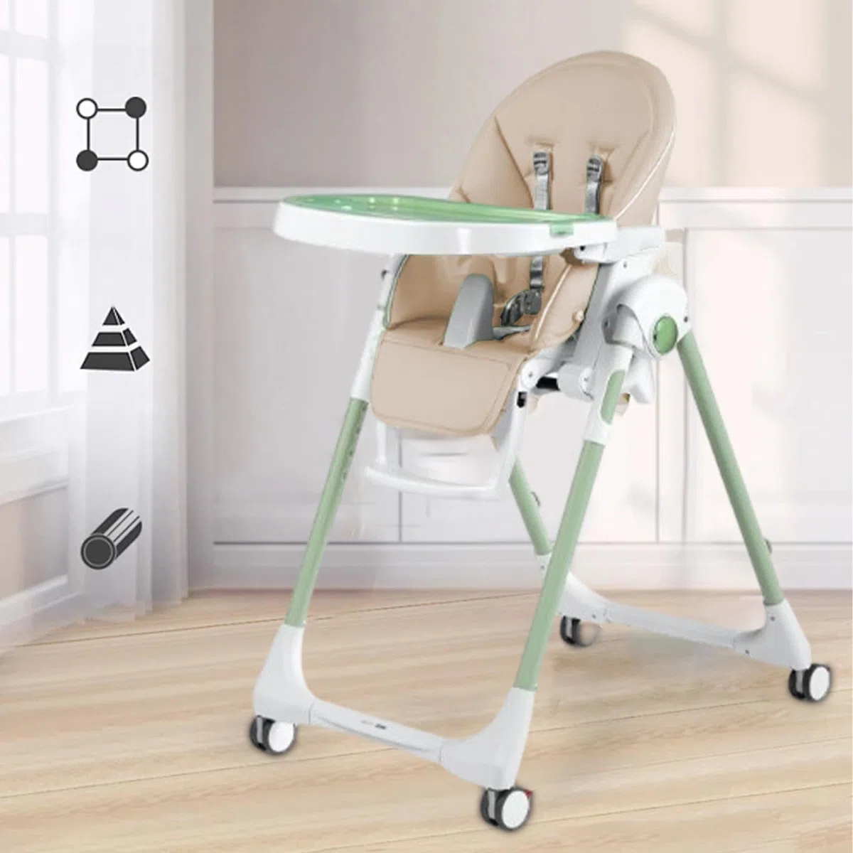 Funda Trona, Fundas de Repuesto para Tronas de Bebé, Silla de Comedor para Bebé Funda de Cuero PU con Acolchado, Tronas de Bebe para Peg Perego, Siesta Zero3, Baoneo, Kosmic Jané