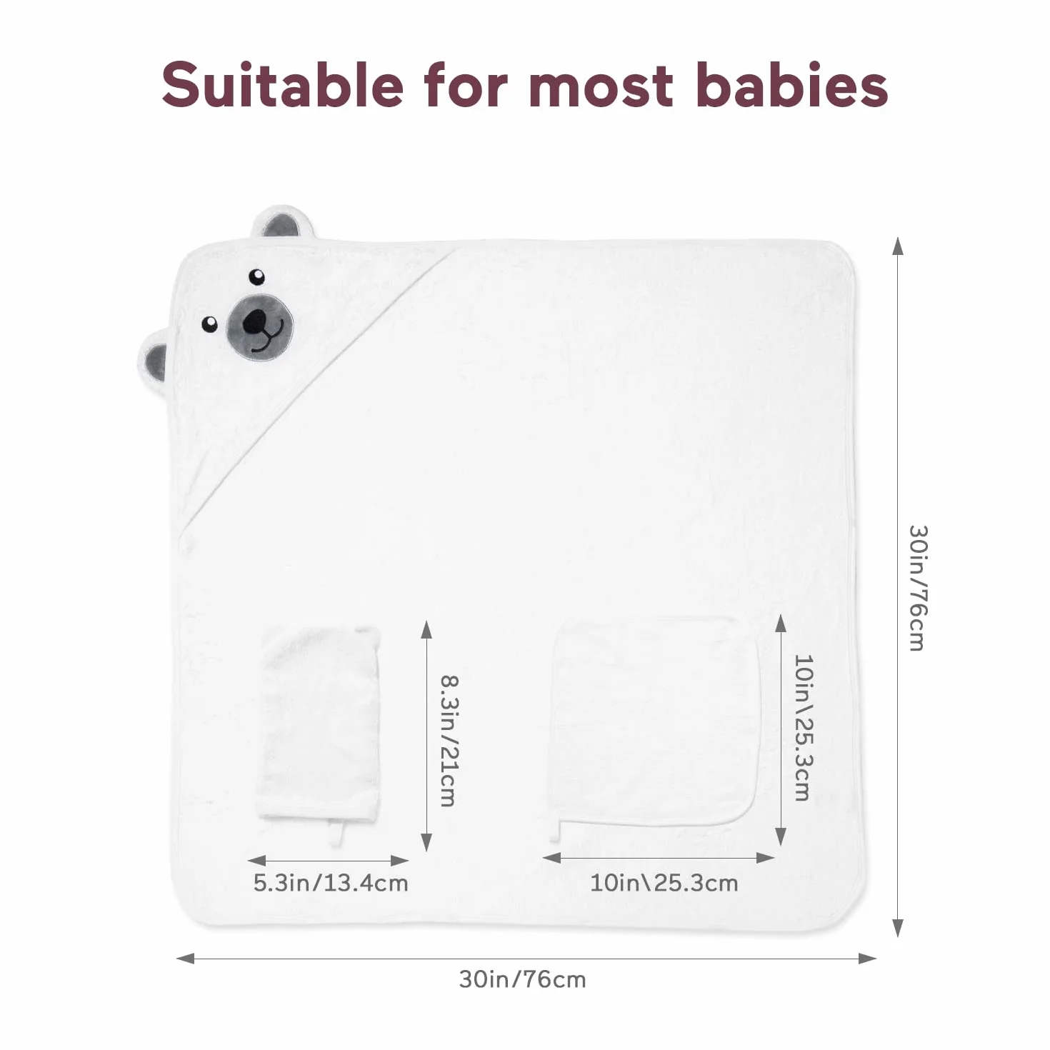 Momcozy Bambú Juego de Toallas de Baño para Bebé, Toalla Bebe Capucha 1 Pieza, Toalla Bebe 3 Piezas, Guante de Baño para Bebé 1 Pieza, Suave, Transpirable, Adecuado para Niñas y Niños