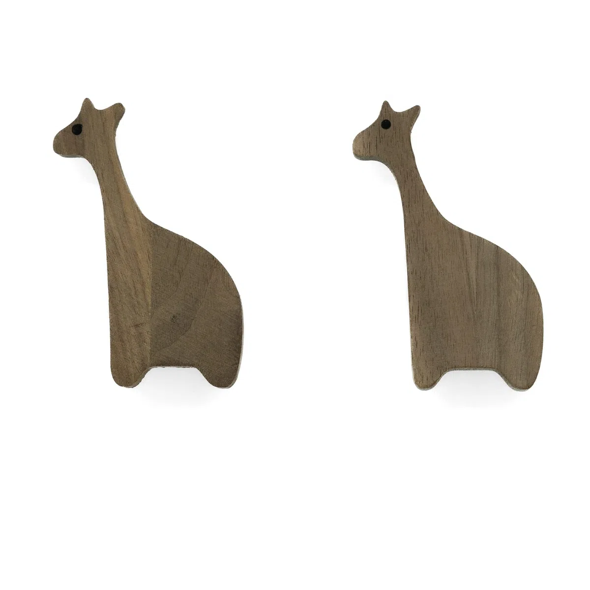 PLT 2 tiradores de madera de nogal sin tratar con diseño de jirafa, pomos para cómoda, armario, cajón, puerta, habitación de los niños, idea de regalo (2, jirafa)