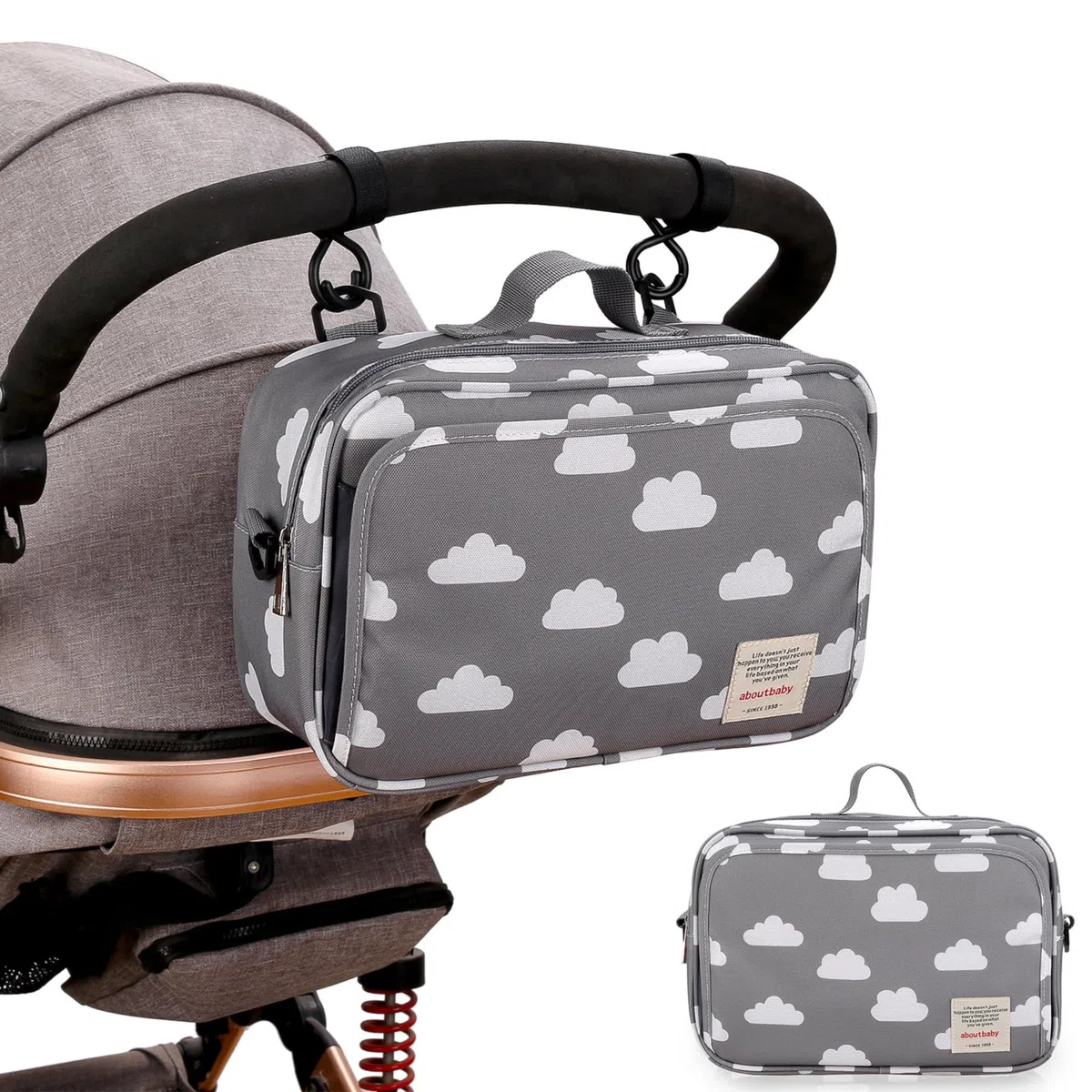 Bolso Carro Bebe. Accesorio Carrito Bebe con Función de Bolso Maternidad Pequeño. Organizador para Carro y Carrito de Bebé. Bolsa Cochecito Multiusos como Bolsa Hospital. Mochila Silla Paseo