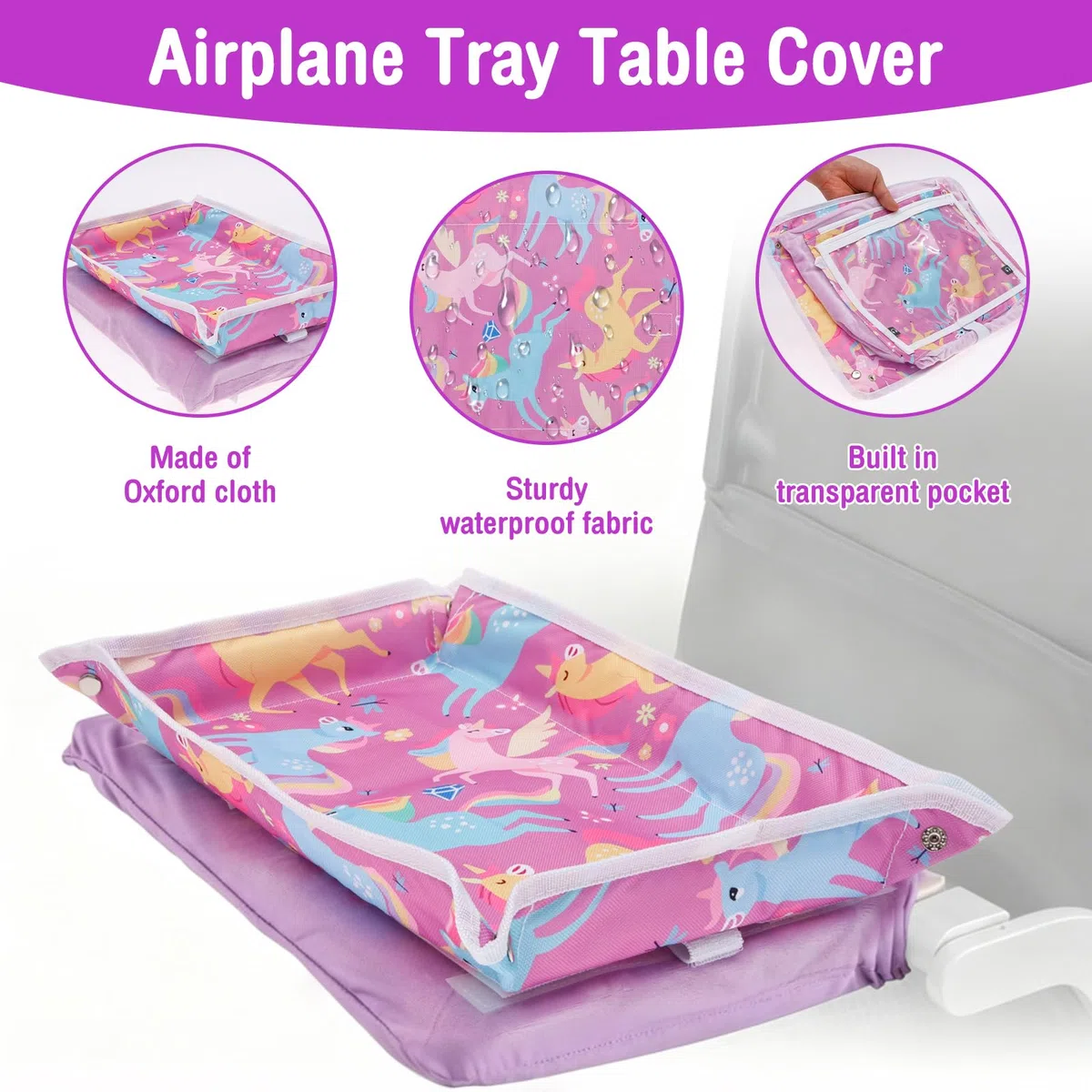 Funda para mesa de viaje para niños, 39 x 26 cm, con funda para tableta, resistente al agua, organizador para tren de aviones, asiento de juego, accesorios de viaje para niños, de tela Oxford