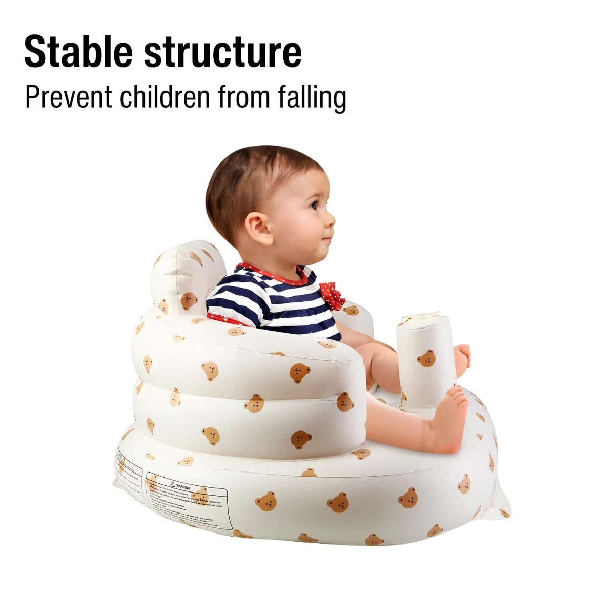 PandaEar Asiento Inflable para Bebés, Silla Infantil Inflable con Bomba de Aire Integrada para Bebés de 3 Meses+, Silla para el Suelo para Aprender a Sentarse, Modelo Oso