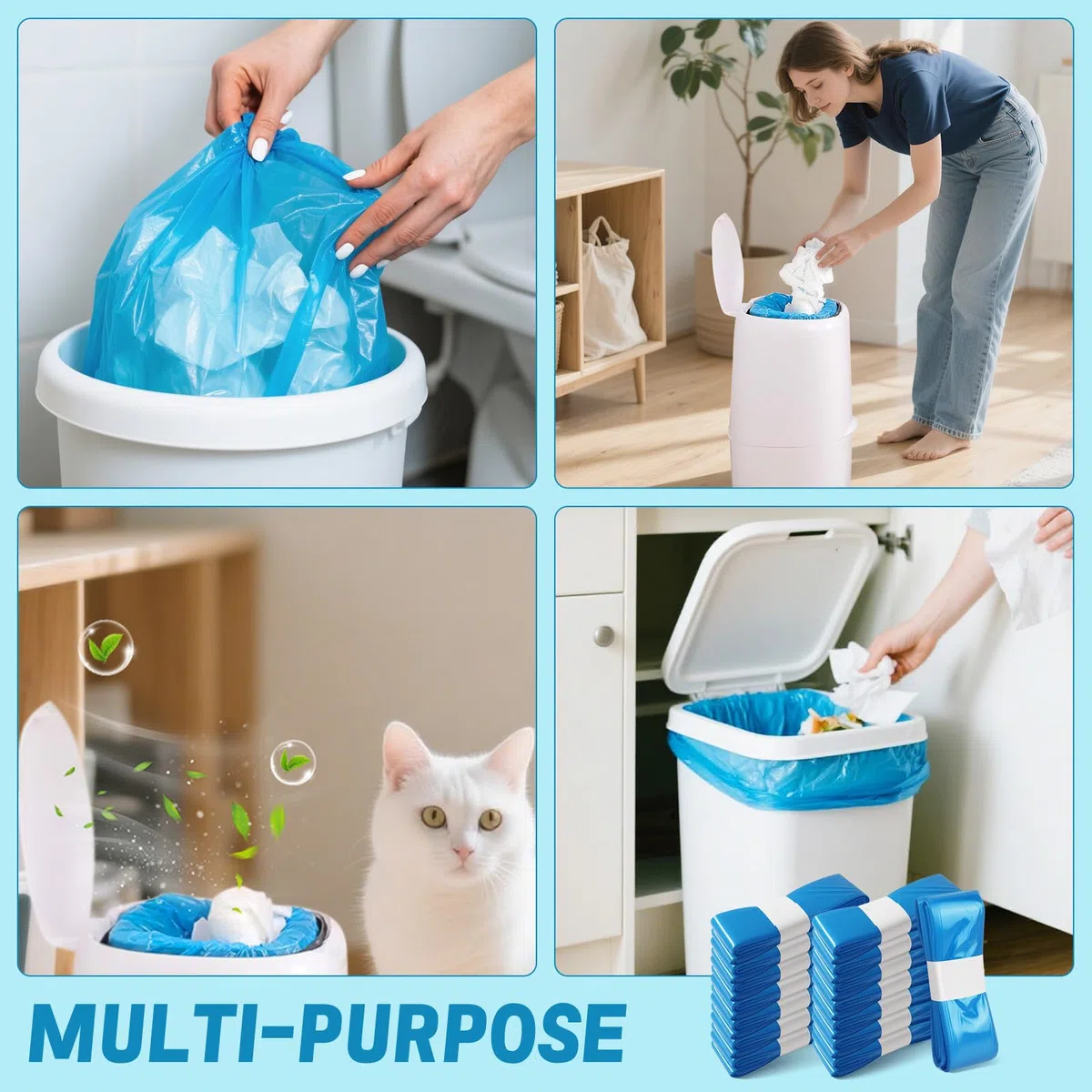 15 Recambios Contenedor de Pañales,4,5M Recambios de Papelera Pañales Bebe,Gran Capacidad Antiodor Bolsas Pañales Recambios